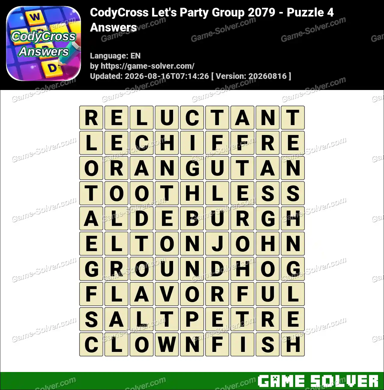 CodyCross Let’s Party Group 2079 – Puzzle 4 Answers